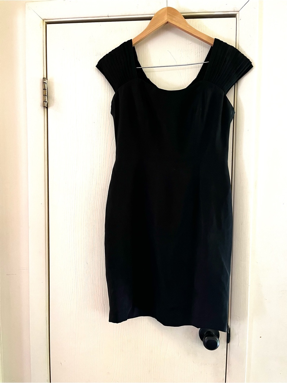 VTG Silk 90s Wedding Guest Sheath Sweetheart Neck Old Money Black Dress 8